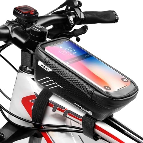 WILD MAN Bike Phone Mount Bag, Waterproof Mountain Bike Accessories with 3D Hard EVA & TPU Touch Screen for Phones Under 6.5'
