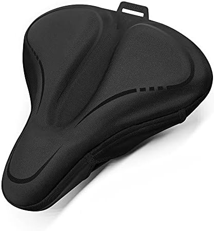 ANZOME Bike Seat Cushion, Wide Foam & Extra Soft Gel Exercise Bike Seat Cushion for Women Men Everyone, Compatible with Cruiser, Stationary Bike, Exercise Bike, Fit Wide 8.5-10in(Rain Cover Included)