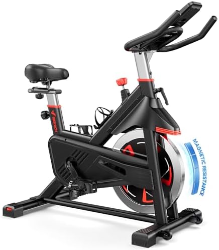 MERACH Magnetic Exercise Bike, Heavy Duty Stationary Bike for Home Gym