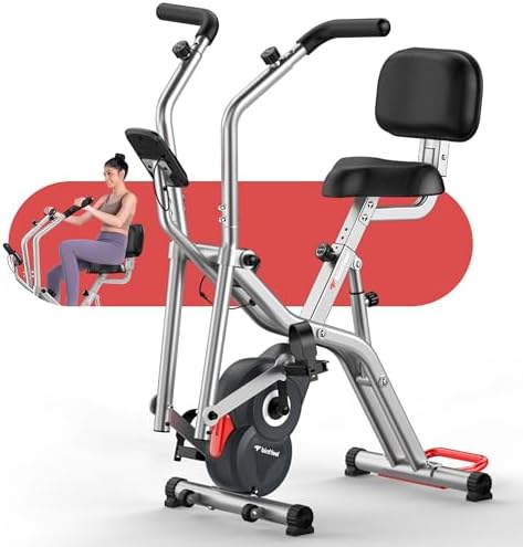 Foldable Elliptical Exercise Bike with 8-Level Magnetic Resistance