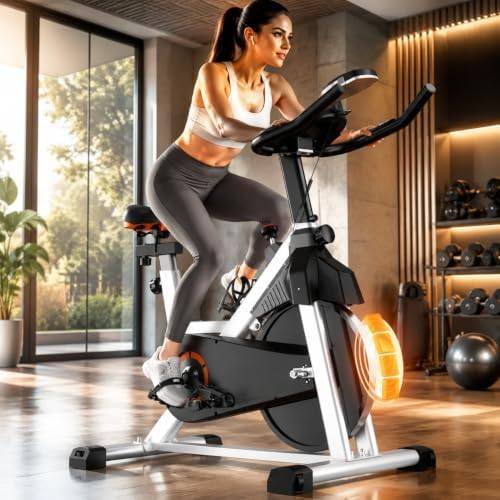 Magnetic Stationary Bike with Brake Pad and Silent Belt Drive